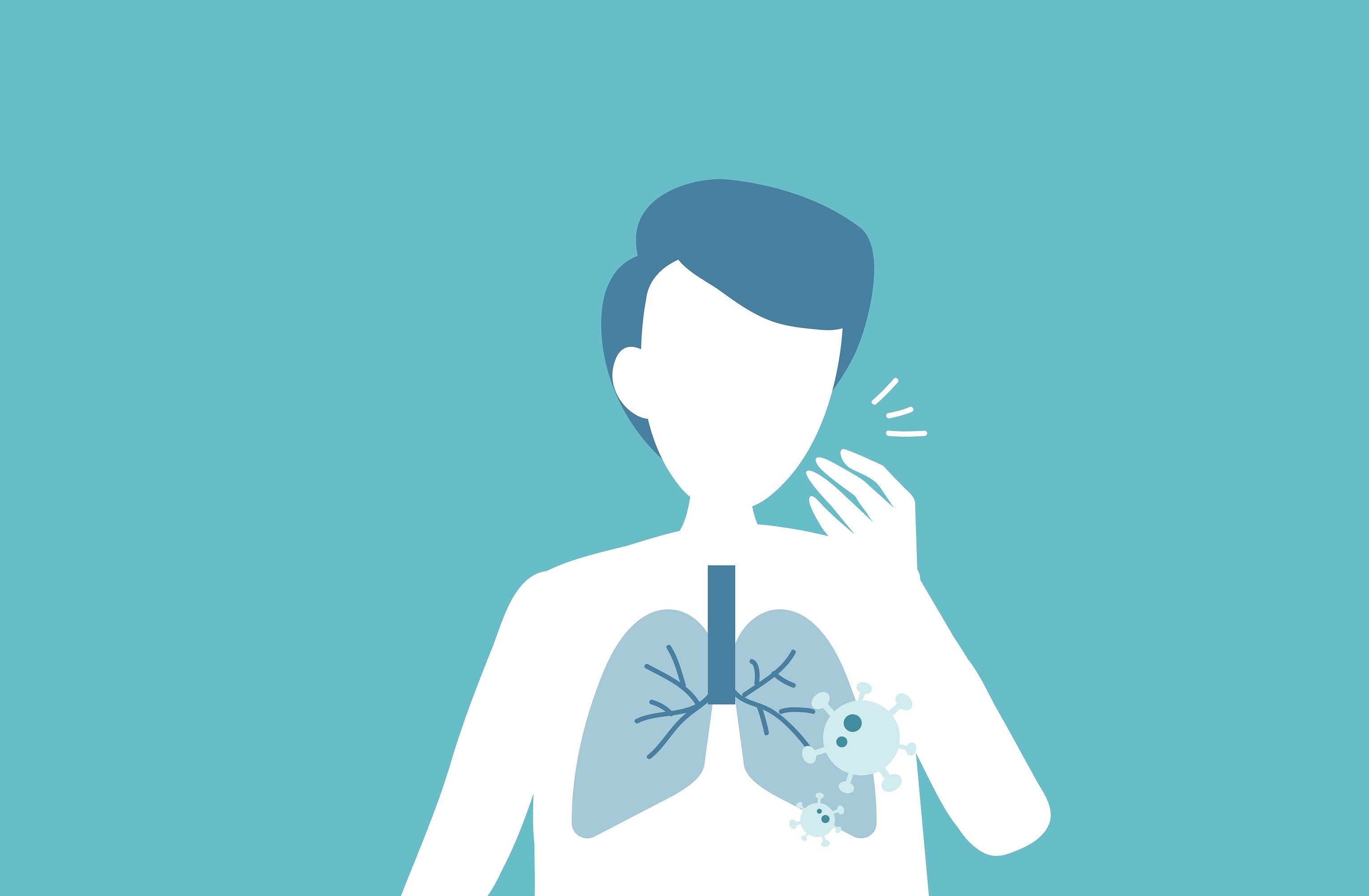 Coughing man with lung damage covid-19 awareness vector
